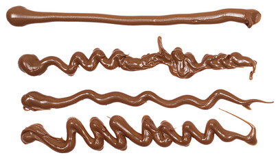 Wall Mural - Set chocolate cream shapes isolated on white background, top view