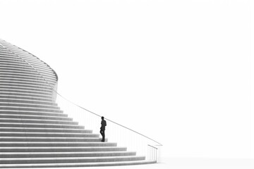 Poster - A person walking up a set of stairs, AI