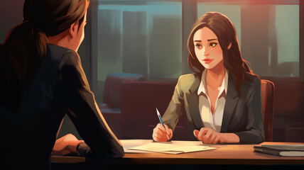 Wall Mural - young business woman working in a office