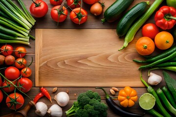 Wall Mural - vegetables on wooden background