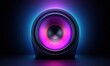 Speaker with RGB colors, 80s and 90s retro style background. Generative AI