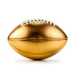 A gold American football isolated on a white background. A sports concept. Generative ai. 