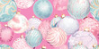 © Eli Berr - Pastel Pink blue Christmas bauble seamless pattern. Cute flat Xmas tree balls with tiny sparkles. Perfect retro print for fabric, wrapping paper or cover