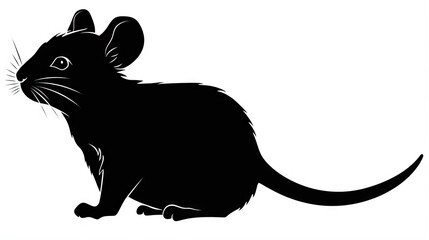 Wall Mural -  a black and white silhouette of a rat on a white background.  generative ai