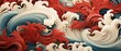 chinese lunar new year. swirling pattern. wave background , red and white and blue. Luck. generative ai
