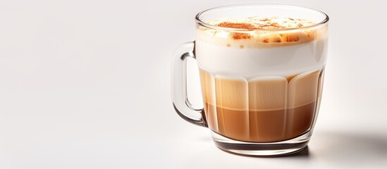 Poster - Various types of coffee and milk drinks like latte macchiato cappuccino and chai latte captured in attractive cups against clean backgrounds