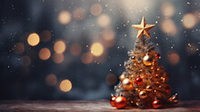 A Decorated Holiday Tree Set Against A Softly Blurred Background..