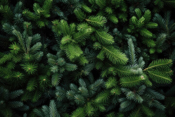 Wall Mural - Christmas fir tree branches Background. Christmas pine tree wallpaper. Copy space. Generative AI