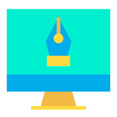 Canvas Print - Flat Monitor pen tool icon