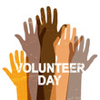 International Volunteer Day greeting banner. IVD awareness concept. National Volunteer Month.