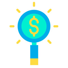 Wall Mural - Flat Dollar Search icon