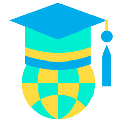 Sticker - Flat Worldwide Graduate icon