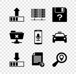 Sticker - Set Loading, Server, Data, Web Hosting, Unknown document, , and Search location icon. Vector