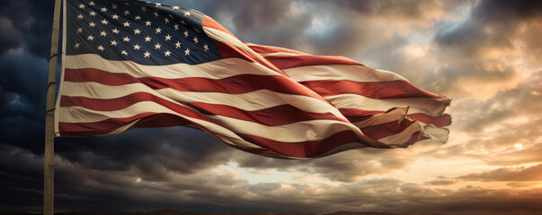 American flag blowing in the wind