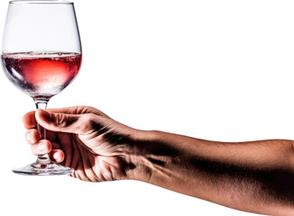 Hand holding glass of red wine ,wineglass, alcohol, winery, PNG, Transparent, isolate.