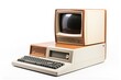 The vintage, an iconic 1980s computer, with its classic design and floppy diskette drive, represents a piece of technology history in the workplace