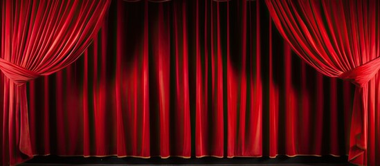 Canvas Print - Red stage drapes in a theater or cinema