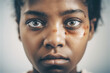 portrait of a battered young adult African woman