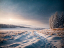 Magia Do Inverno: Uma Paisagem Coberta De Neve