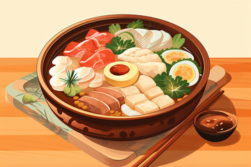 Wall Mural - illustration of a Japanese sukiyaki