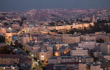 Wall Mural - Jerusalemat evening, top view