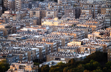 Sticker - Bat Yam, Israel. Roofs of living houses with barrels of water