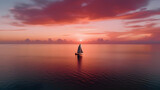 Fototapeta Fototapety z mostem - Mesmerizing hues of a vibrant sunset over a tranquil sea. Aerial view capturing nature's canvas at its most breathtaking