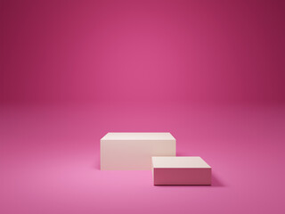 two pink podium for product display