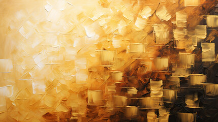 Wall Mural - Abstract Gold Shiny Oil Painting Textured Background. Canvas Texture, Brush Strokes.