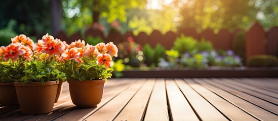 Wall Mural - Terrace garden with tools and flowers