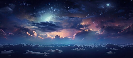 Wall Mural - night sky with clouds and stars