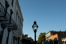 Afternoon Sunlight Shines On Historic Buildings In Downtown Old Sacramento, California, USA.