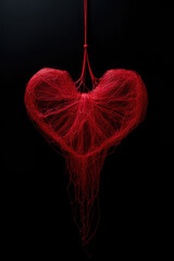 Wall Mural - red heart love symbol crafted valentine romance - by generative ai