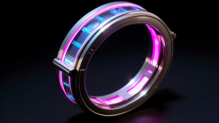 Wall Mural - futuristic ring with neon lighting. generation ai