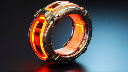 Sticker - Futuristic ring with neon lighting. Generation AI