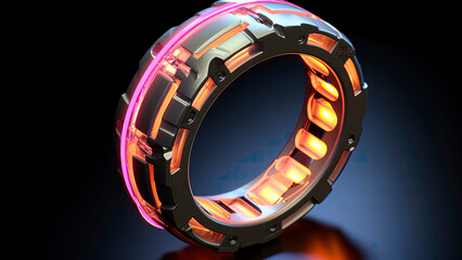 Wall Mural - futuristic ring with neon lighting. generation ai