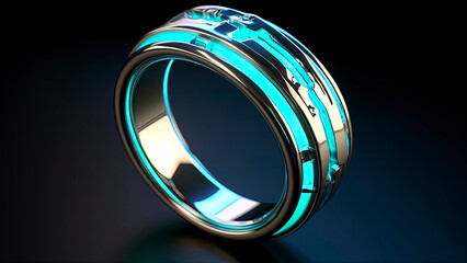 Sticker - Futuristic ring with neon lighting. Generation AI