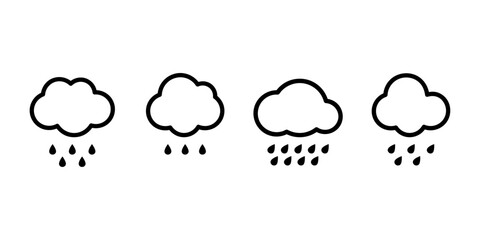 Wall Mural - Cloud with rain icon vector. Rain vector icon set on white background