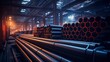 Warehouse for the production of steel iron pipes. Generation AI