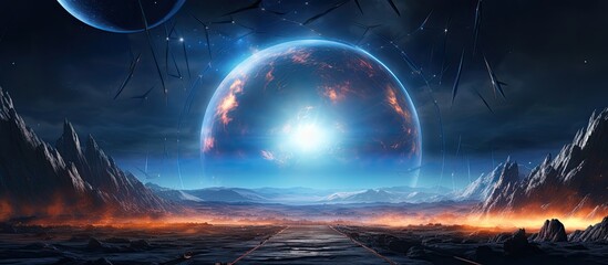 Wall Mural - Illustration of a space portal to an alternate dimension