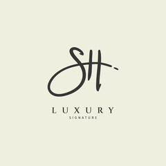 SH initial signature logo. Handwritten monogram vector