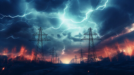 abstract background of lightning and electric energy