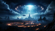 UFOs fliegen am Nachthimmel. Fantasielandschaft. 3D-Rendering

UFOs flying in the night sky. Fantasy landscape. 3D rendering