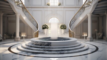  classic marble interior, such as a luxurious bathroom or elegant staircase, space for text, background image, generative AI