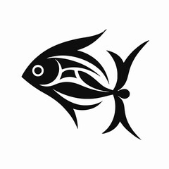 Wall Mural - Christian fish symbol black and silhouette on a white