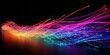Shot of glowing fiber optic data streaming on dark background. Generative AI