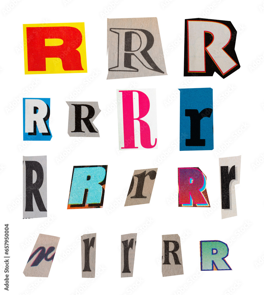 Ransom Capital R Ransom letter font R from printout magazine cutout, collage element for ...