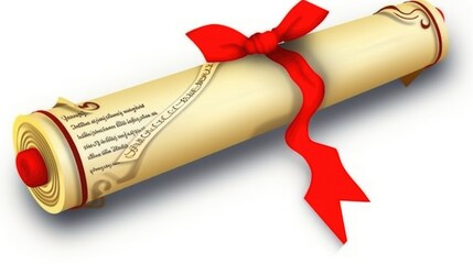 Sticker - diploma with red ribbon