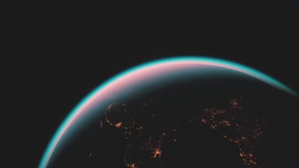 Wall Mural - sight of the sun-kissed planet Earth observed from the International Space Station orbiting around it. Elements furnished by NASA