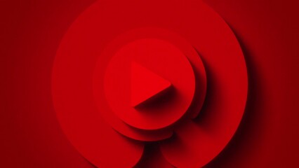 3D Play Button Rotation Background Animation (Red, Grainy) [4K]